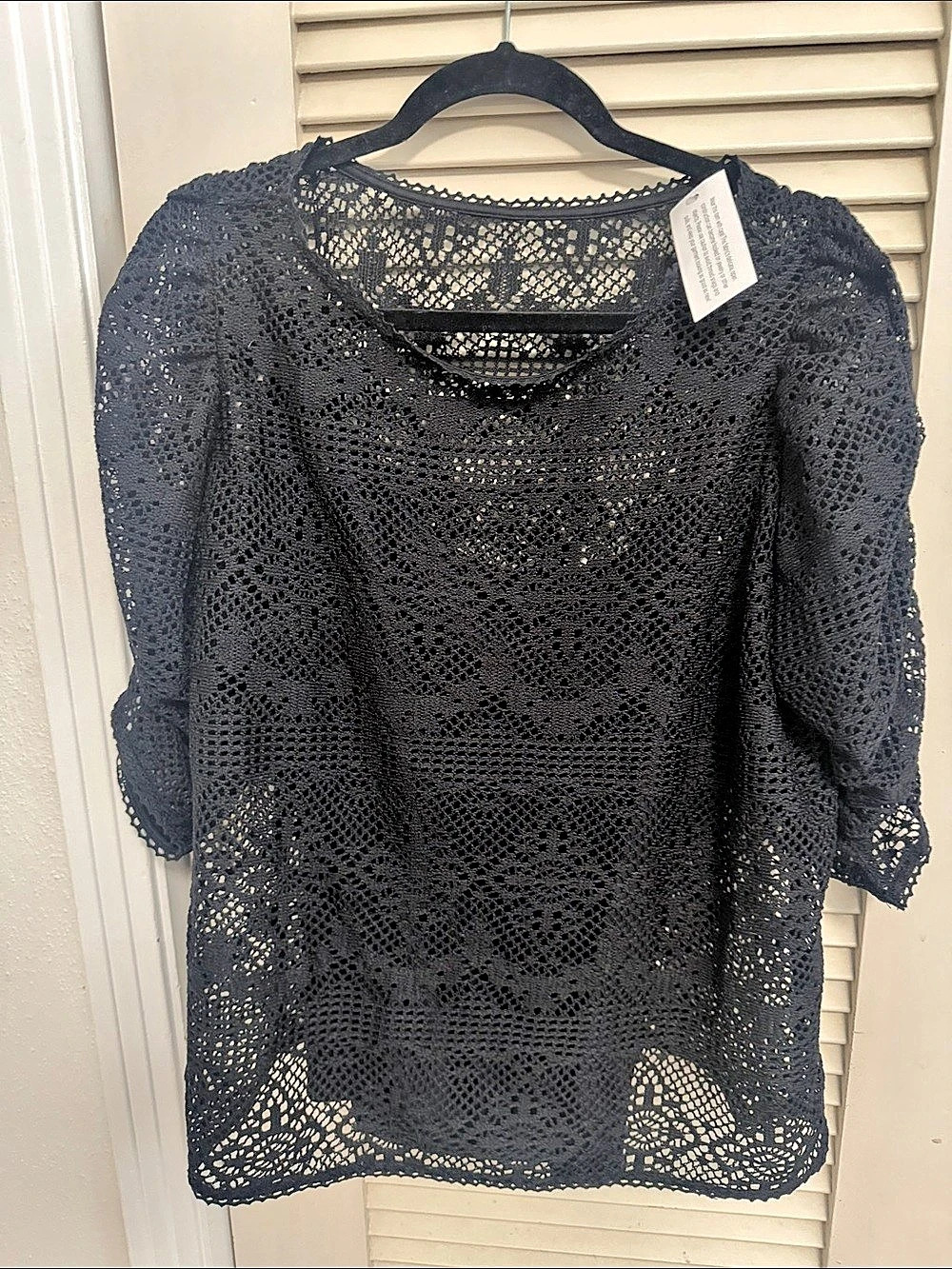 Me by Jennie Garth Charlotte Lace Blouse with Built in CamiBlack Large
